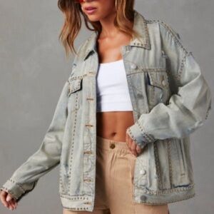 Vici Distressed Light Blue Jean Jacket